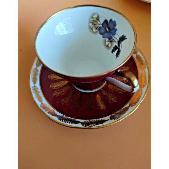 Vintage Royal Stafford Bone China Corset Cup & Saucer Set Burnt Orange with gold - Picture 6 of 13